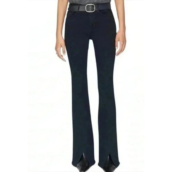 Frame Women's Black Le One Flare Slit Hem High rise Denim Jeans Size 2 NWOT - Picture 1 of 8